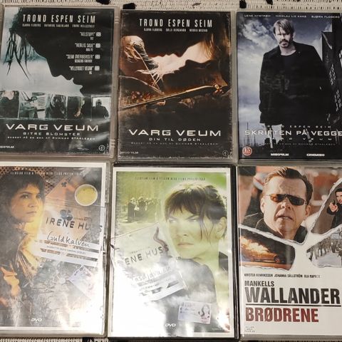 DVD Krimpakke Varg Veum Irene Huss Wallander (10 DVDer) samlet