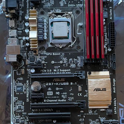 Asus Z97-K/USB 3.1 Hovedkort med i5 prosessor og 16GB RAM