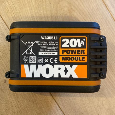 Worx lader og batteri