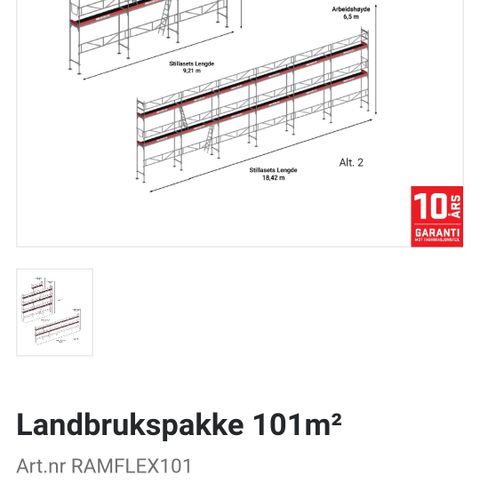 100m² stillas til leie