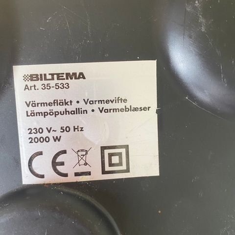 Varmevifte 2000 W Biltema