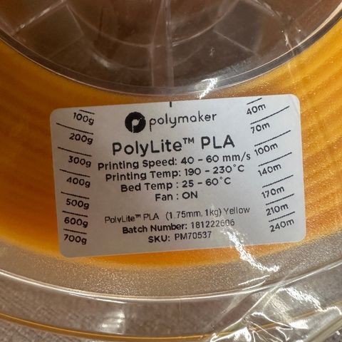 3D Printing PLA - PolyLite PLA Yellow 1.75/1kg