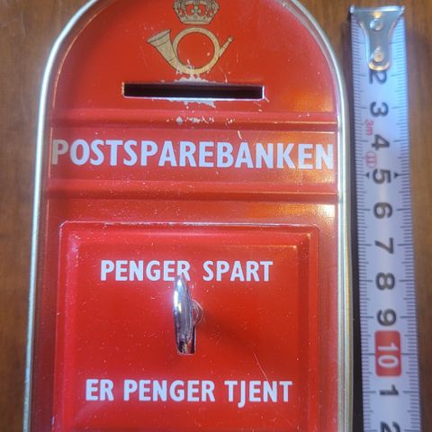 Retro liten Postsparebanken sparebøsse med nøkkel