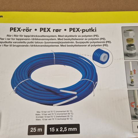 PEX rør i rør, 15mm, 25m