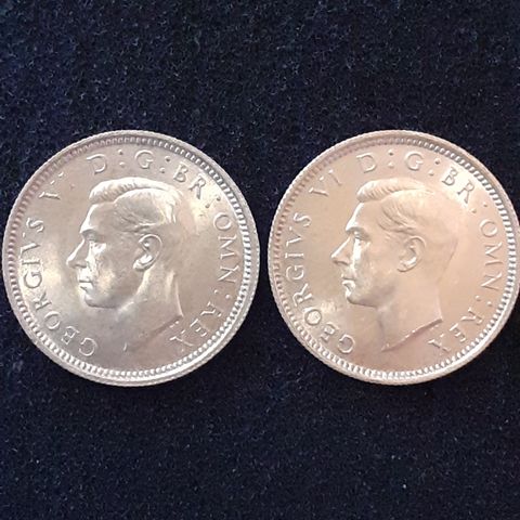 6 Pence 1942 og 1943 England ** UNC  sølvmynter **