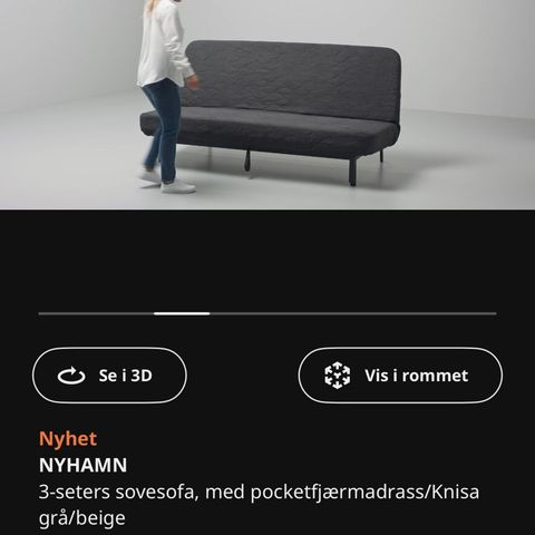 Nyhamn Sovesofa fra Ikea, lite brukt.