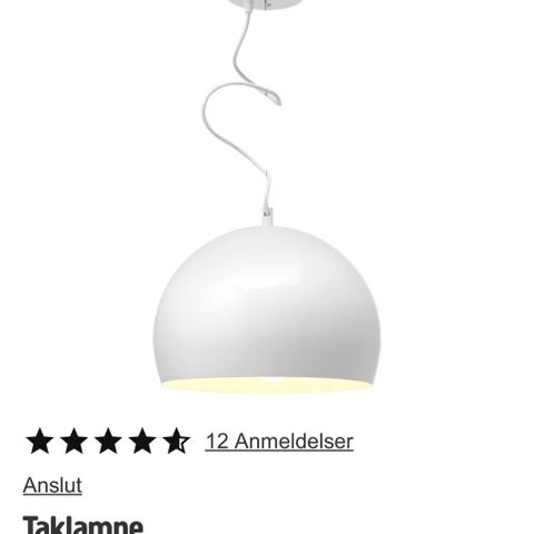 Taklampe anslut fra Jula