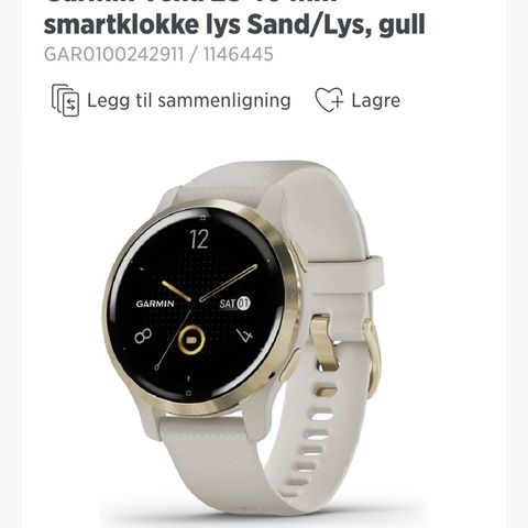 Garmin Venu 2S 40 mm smartklokke farge lys Sand/gull