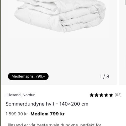 Helt ny sommer sval dundyne kjøpt på KID ny pris 1600kr.