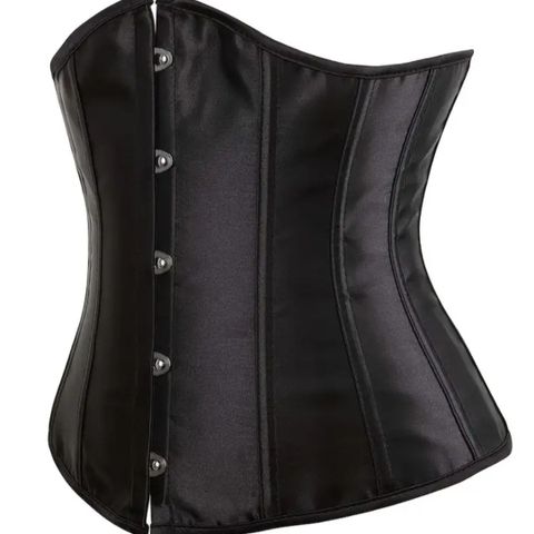 NY! Underbust/underbyst korsett, svart, sateng/satin, gotisk