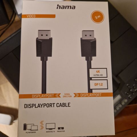 Hama 3 meter / 3m DisplayPort dp kabel (uåpnet)