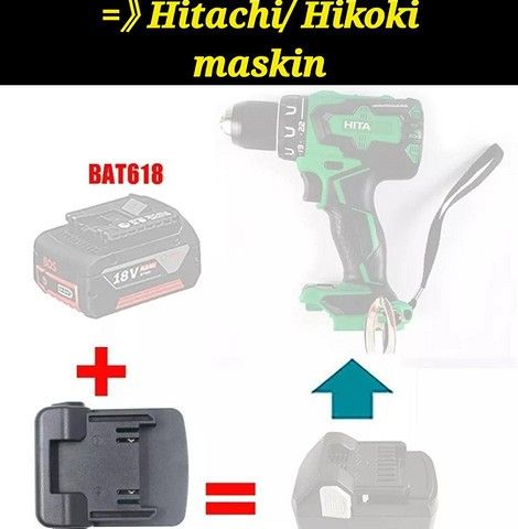 Bosch professional batteri på Hitachi og Hikoki 18V maskiner.