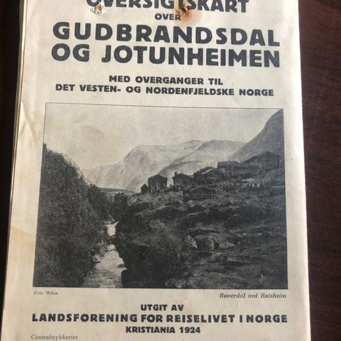 Oversiktskart over Gudbrandsdalen og Jotunheimen. Anno 1924