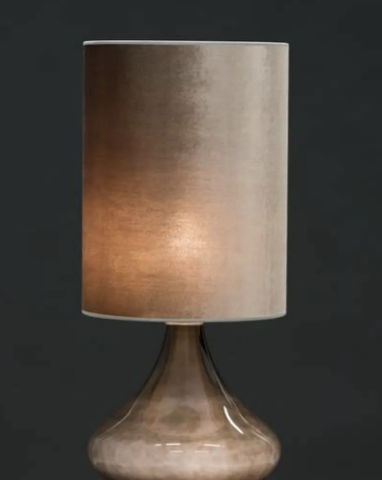 Flavia lampe med gråbeige/taupe fløyelsskjerm