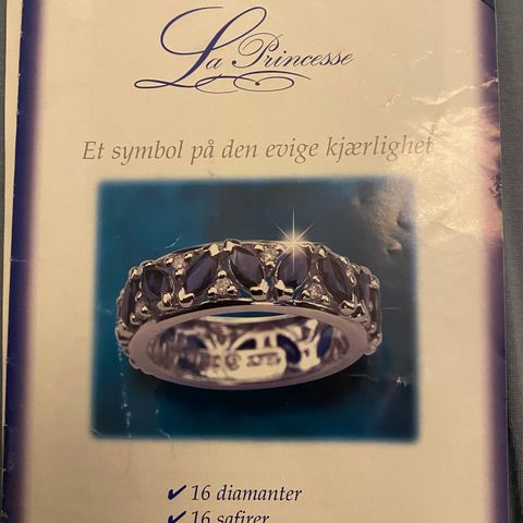 Sjelden Diamant og safir ring str 57