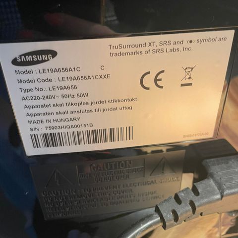 Samsung 19 tommer tv selges