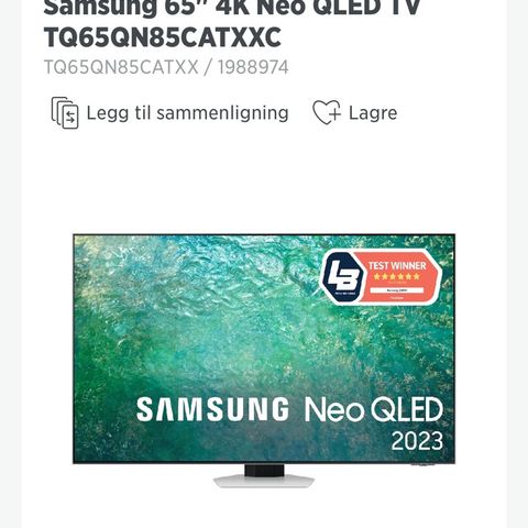 Samsung Neo Qled 65’’ NYPRIS 22,000kr
