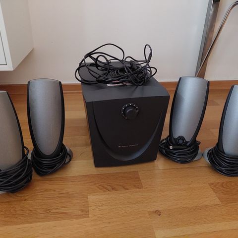 Subwoofer anlegg med 4 høyttalere.