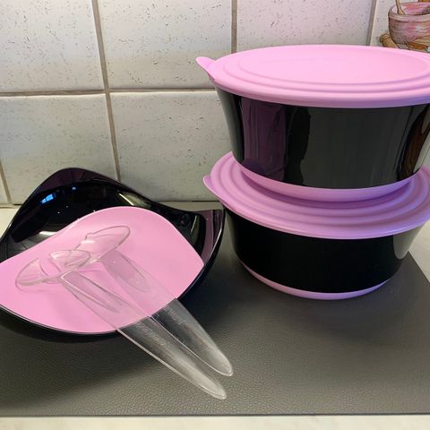 Tupperware Nydelige Elegance skåler med salatbestikk