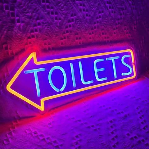 Neonskilt "Toilets" selges