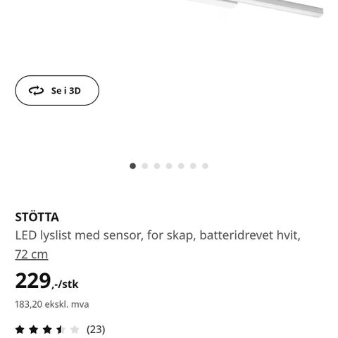 Stötta led lyslist batteridrevet