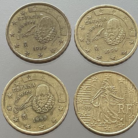 10 Euro Cent 1999 Frankrike Spania mynter