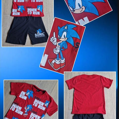 Sonic sett. T-skjorte og Shorts. Born to run