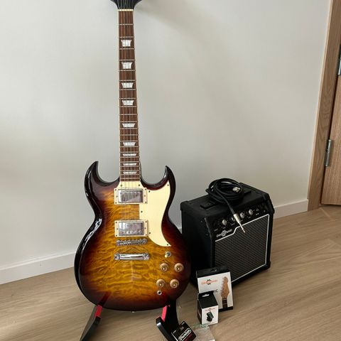 Elektrisk Gitar Vintage Sunburst + Masse Utstyr