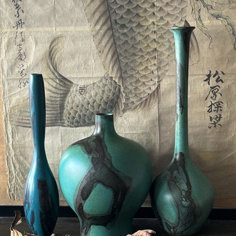 Japansk - patinerte bronse vaser