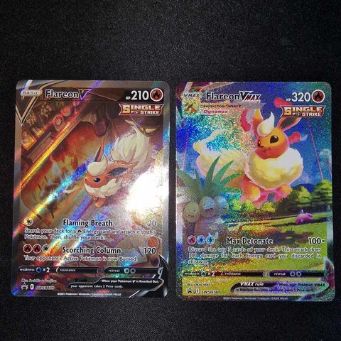 Pokemon kort - Flareon V og VMAX SWSH179 og 180 Blackstar promos