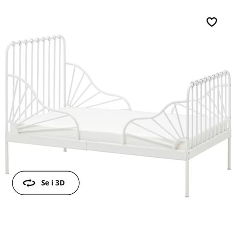 MINNEN IKEA uttrekkbar juniorseng m ribbebund,hvit. Ny pris 1600kr