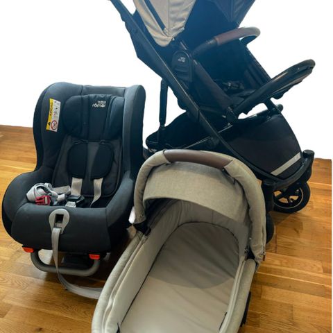 Barnevogn Britax Römer III (3)+Bilstol+liggedelen