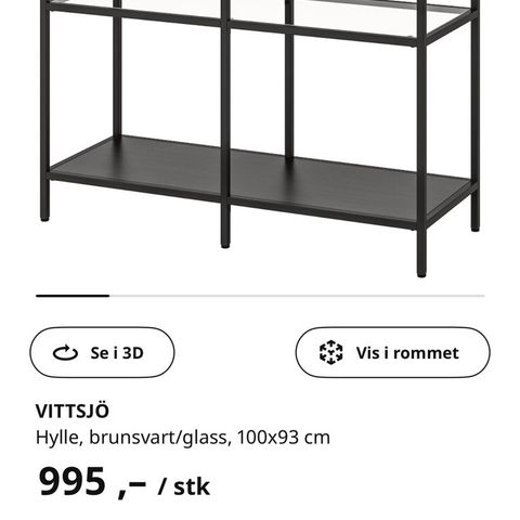 Vittsjø hyller selges 300 kr stk