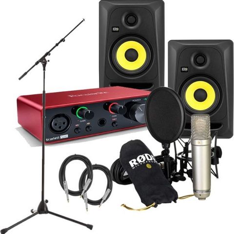 KRK Rokit 5 med focusrite scarlett 2i2 og røde microphone komplett hjemmestudio!