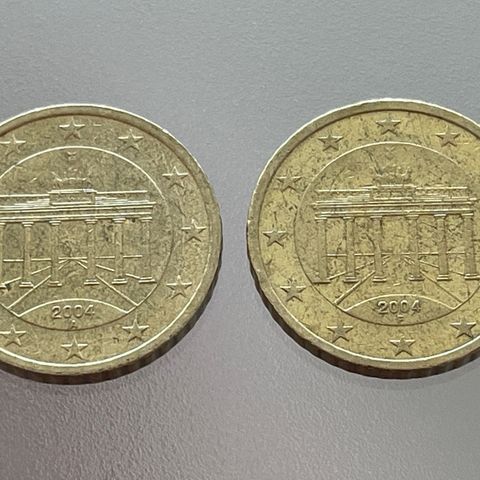 50 Euro Cent Tyskland 2004 A og 2004 F mynter