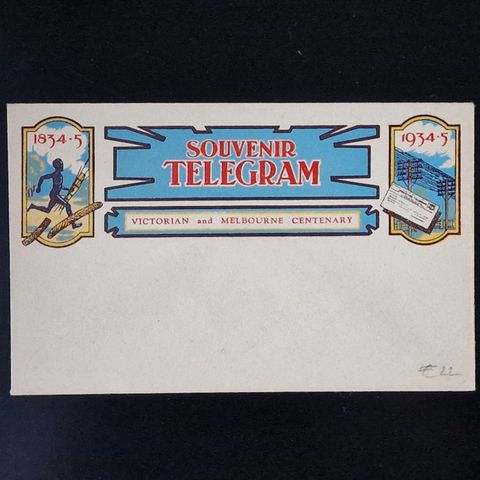 Australia 1934 - viktoriansk og Melbourne - souvenir telegram postomslag