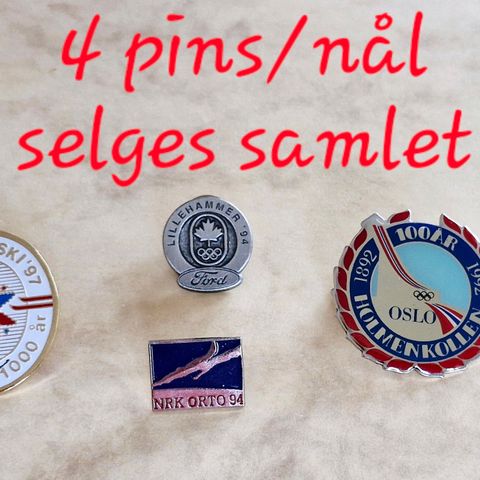 Pins: 4 pins/nål selges SAMLET