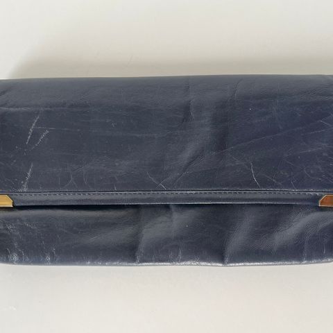 Vintage veske / clutch mørk blå Jane Shilton Made in England (ca 27 x 13 x 2 cm)