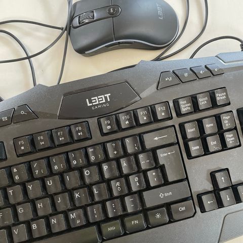 Gamingtastatur og mus med lys