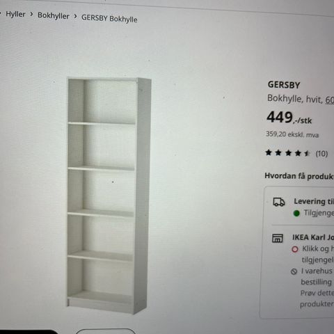 Ikea Gersby bokhylle gis bort.