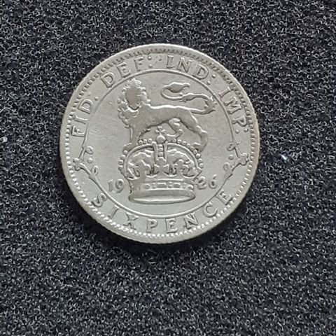 6 Pence 1926 England ** .500 sølv **