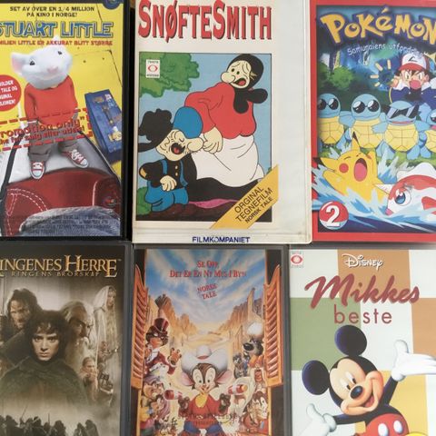 Diverse VHS barnefilmer til salgs