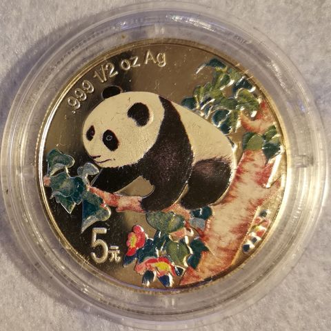 1998, Farget Panda, 1/2 oz, 999 sølv.