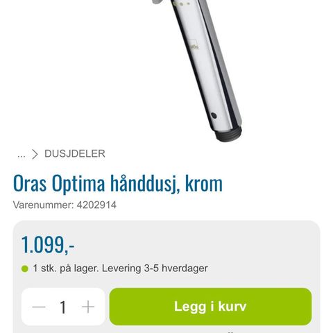 Oras Optima hånddusj, krom