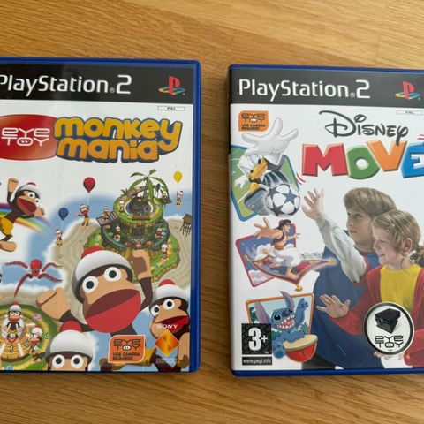 PS2 - Eye toy spill selges samlet. Monkey mania og Disney move 3+