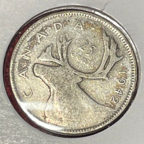 CANADA 1942 25 CENTS QUARTER KING GEORGE VI CANADIAN SILVER COIN