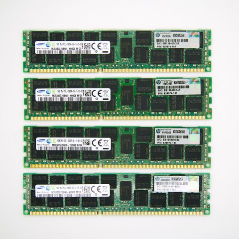 64GB 4x 16GB Samsung DDR3 PC3L-10600R RAM minne til server