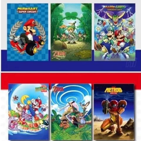 6 stk nye My Nintendo plakater poster Mario og  Luigi , Zelda, Metroid
