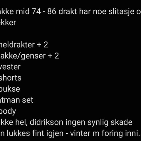 Klær ca 74 - 86