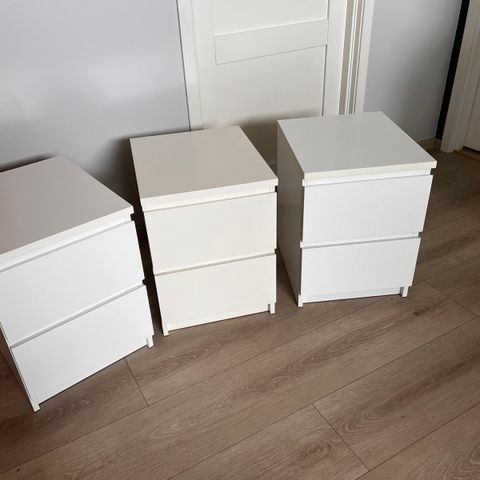 3stk. Ikea Malm hvite nattbord